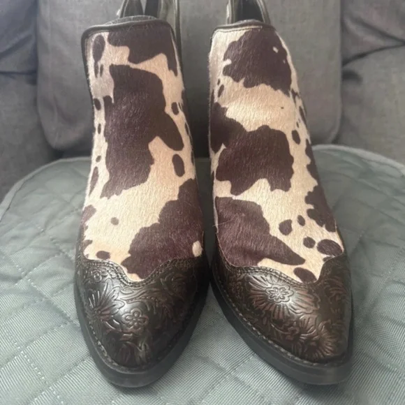 Cow Print Ankle Boots by Very G - Picture 2 of 3
